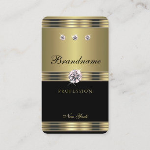 Trendy Black and Gold with Luxurious Faux Diamonds Business Card