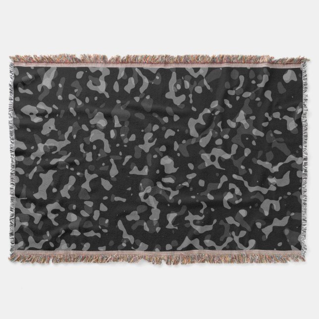 Trendy Black and Grey Camouflage Pattern  Throw Blanket (Front)