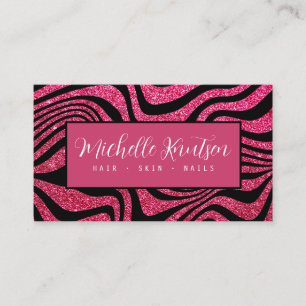 Trendy Black And Pink Makeup Artist Hair Salon Business Card