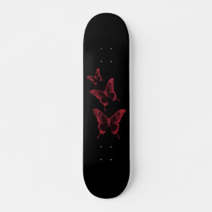 Trendy black and red butterfly skateboard deck