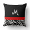 Trendy Black and Red Zebra Stripe Monogram Pillows
