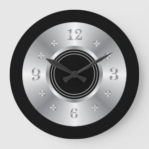 Trendy Black And Silver Large Clock