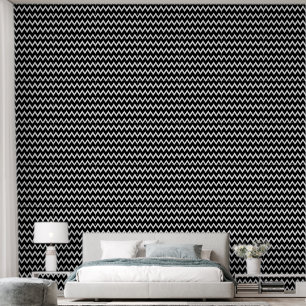 Trendy Black And White Chevron Pattern Wallpaper