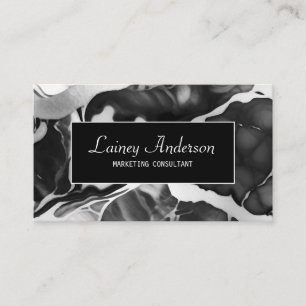 Trendy Black and white faux marble Business Card