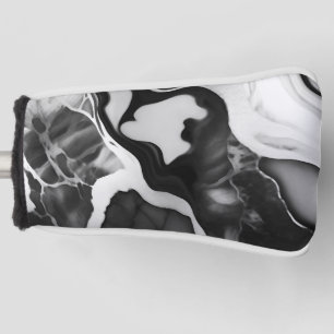 Trendy Black and white faux marble Golf Head Cover