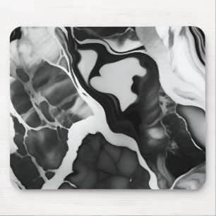 Trendy Black and white faux marble Mouse Mat