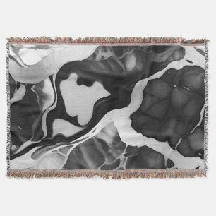 Trendy Black and white faux marble Throw Blanket