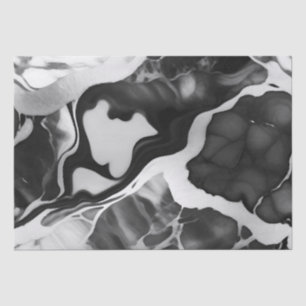 Trendy Black and white faux marble  Tissue Paper