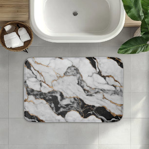 Trendy Black and White Gold Marble Bath Mat