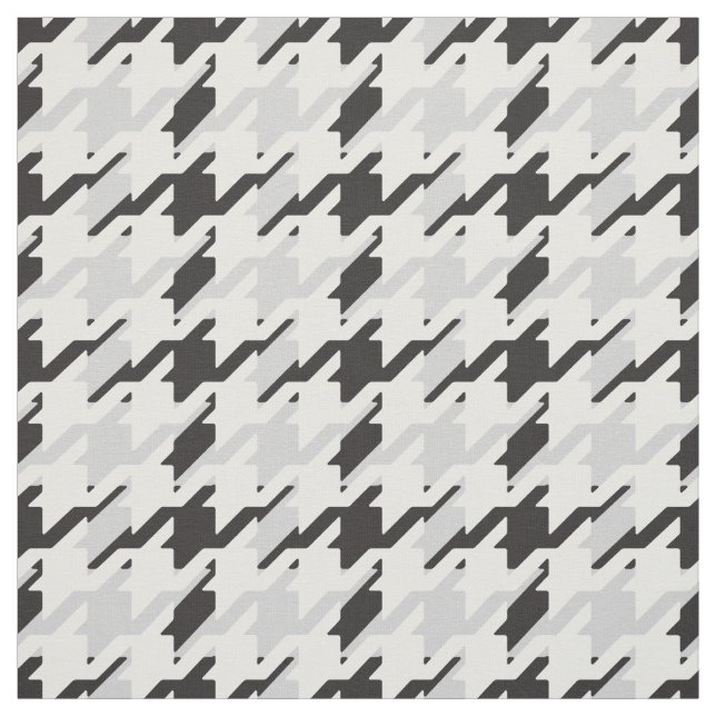 Trendy black and white houndstooth plaid pattern fabric (Swatch)