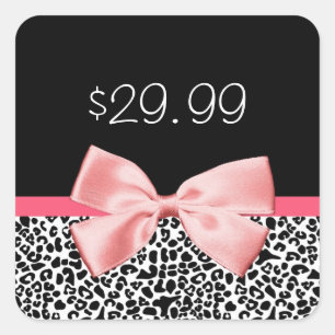 Trendy Black and White Leopard Pink Price Tag