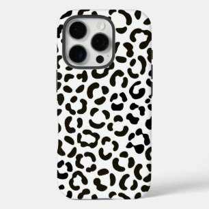 Trendy Black and White Leopard Print Pattern iPhone 16 Pro Case