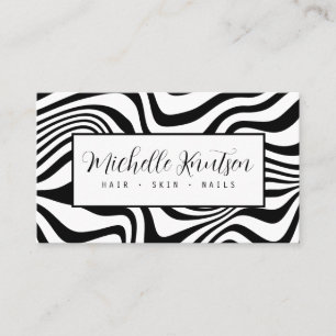 Trendy black and white Makeup Artist Hair Salon  Business Card