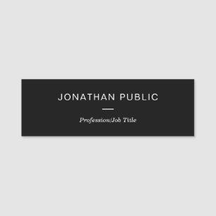 Trendy Black And White Modern Simple Template Name Tag