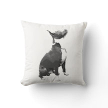 Trendy black and white Pit Bull dog