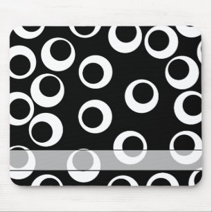 Trendy black and white retro design. Custom Mouse Mat