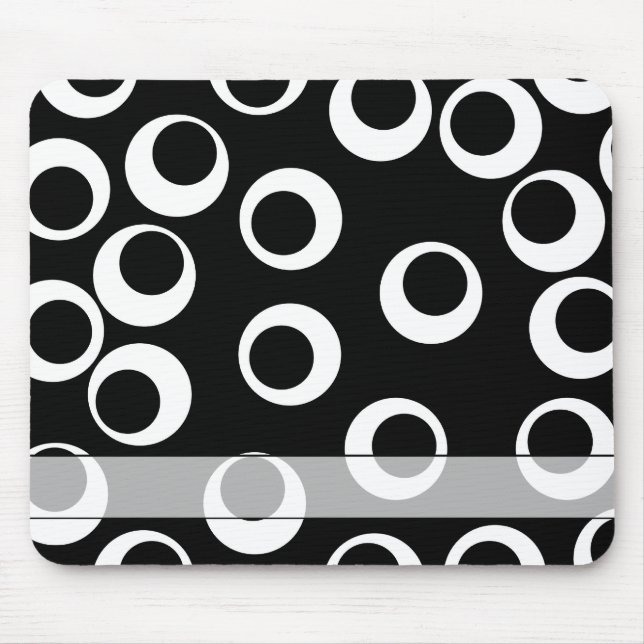 Trendy black and white retro design. Custom Mouse Mat (Front)