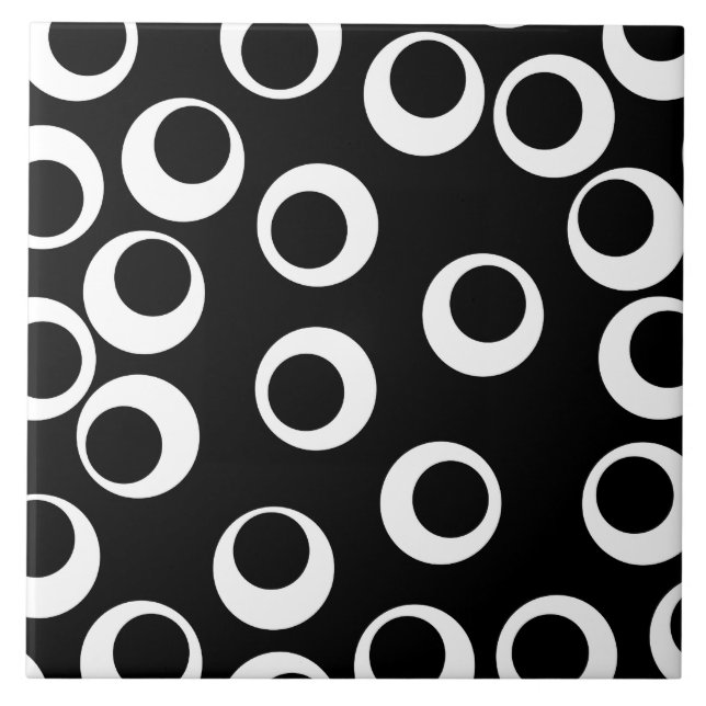 Trendy black and white retro design. tile (Front)