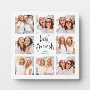 Trendy Black and White Script Best Friends Photo Plaque