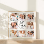 Trendy Black and White Script | Best Friends Photo Poster<br><div class="desc">This trendy black and white poster features eight of your favourite photos of you and your bestie! The words "best friends" appear in black modern script,  and there is room to add the name of you and your best friend on a white background.</div>