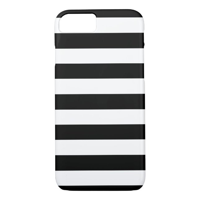 Trendy Black and White Wide Horizontal Stripes Case-Mate iPhone Case (Back)