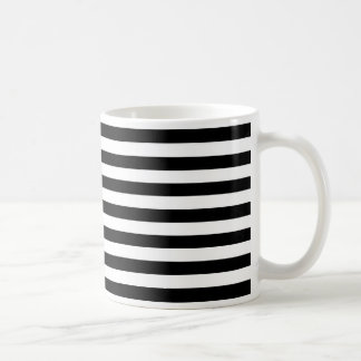 Trendy Black and White Wide Horizontal Stripes Coffee Mug
