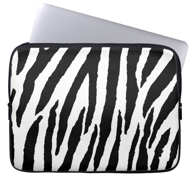 Trendy Black And White Zebra Pattern Laptop Sleeve (Front)