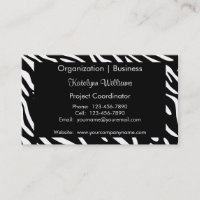 Trendy Black and White Zebra Print Business Cards