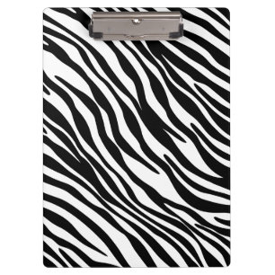 Trendy Black and White Zebra Print Clipboard