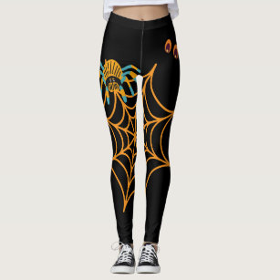 URAWESO Spider Web Halloween Leggings for Women Elastic Tights