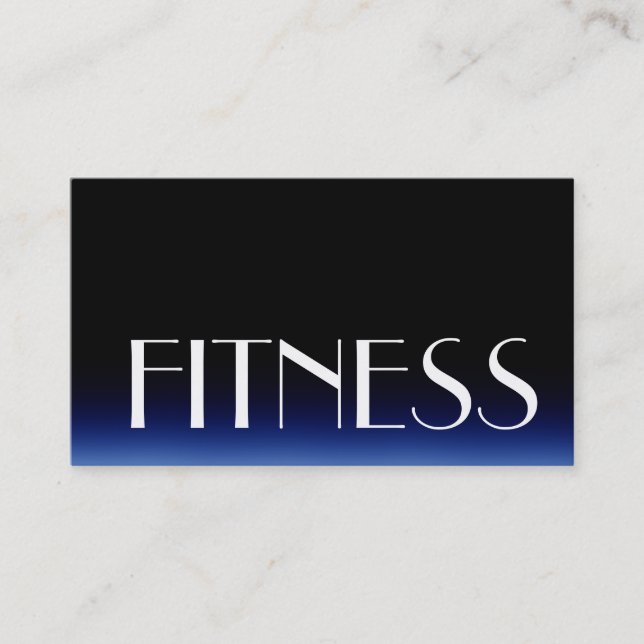 Trendy Black Blue Fitness Sport Business Card (Front)