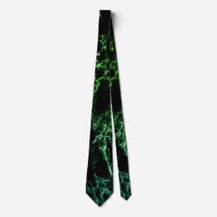 Trendy Black & Blue Green Neon Marble Stone - Cool Tie