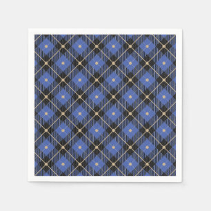 Trendy Black Blue Plaid Pattern Napkin