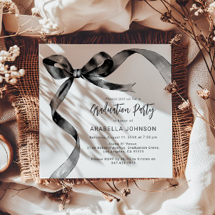 Trendy Black Bow Graduation Holiday Card