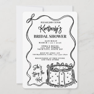 Trendy Black Bow Shes Tying The Knot Bridal Shower Invitation