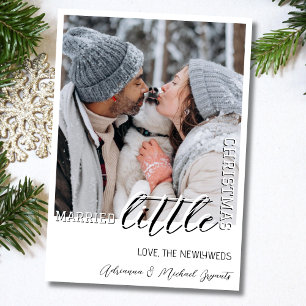 Trendy Black Calligraphy Married Little Christmas Holiday Card