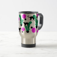 Trendy Black Cat and Cactus Pattern