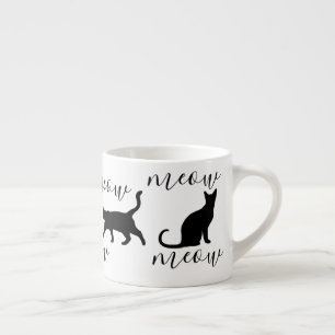 Trendy Black Cats Meow Script Espresso Cup