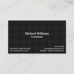 Trendy Black Checks Lines Pattern Modern Elegant Business Card