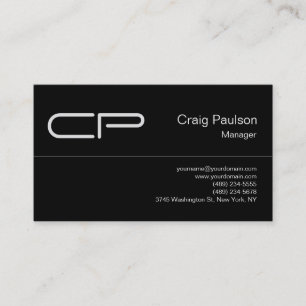 Trendy Black Chic Monogram Business Card