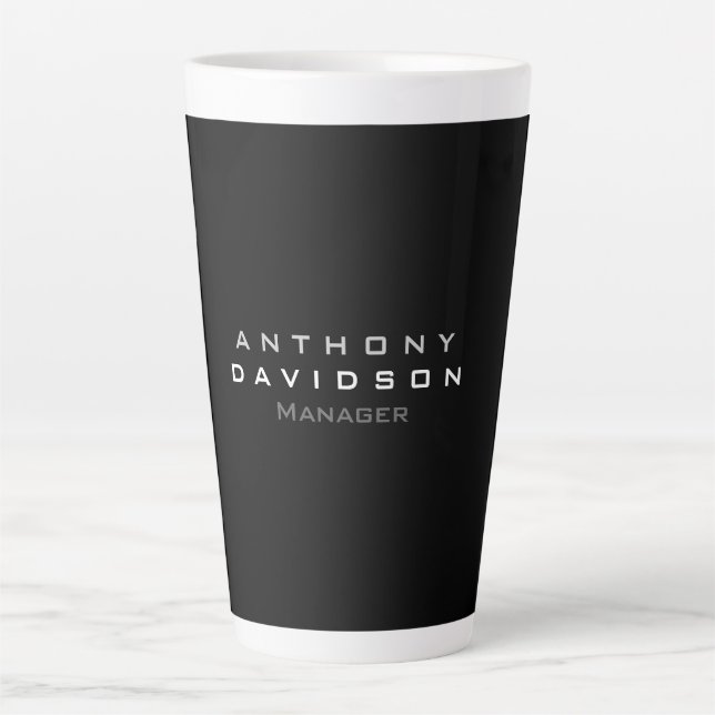 Trendy black custom made modern minimalist latte mug (Front)