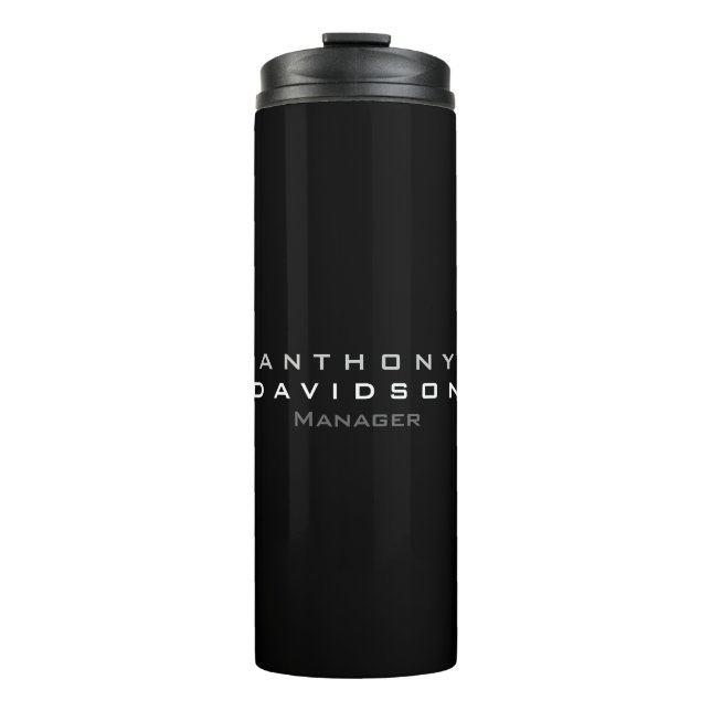 Trendy black custom made modern minimalist thermal tumbler (Front)