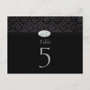 Trendy black damask diamond wedding table card