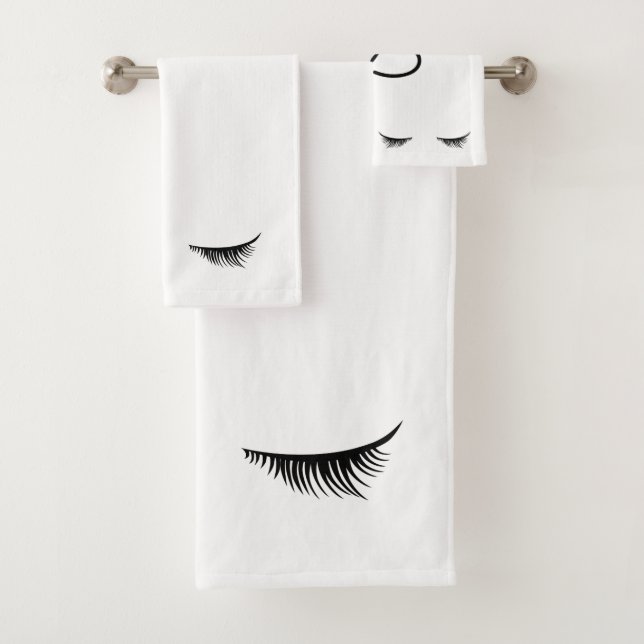 Trendy Black Eyelashes Silhouette Bath Towel Set (Insitu)