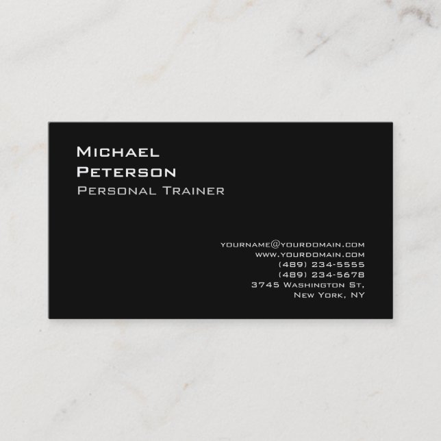 Trendy Black Fitness Sport Business Card (Front)
