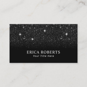 Trendy Black Glitter Elegant Minimalist Business Card