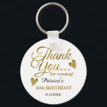 Trendy Black Gold 50th Birthday Thank You Favour   Key Ring<br><div class="desc">50th birthday thank you favour gift keychain in classy black and gold typography .</div>