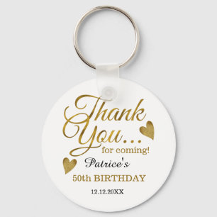 Trendy Black Gold 50th Birthday Thank You Favour   Key Ring