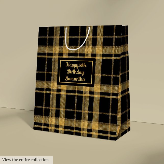 Trendy Black Gold Glitter 50th Birthday Gift Bag (Trendy Black Gold Glitter 50th Birthday Gift Bag)