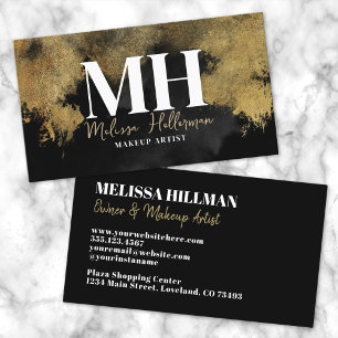 Trendy Black Gold Monogram Business Card